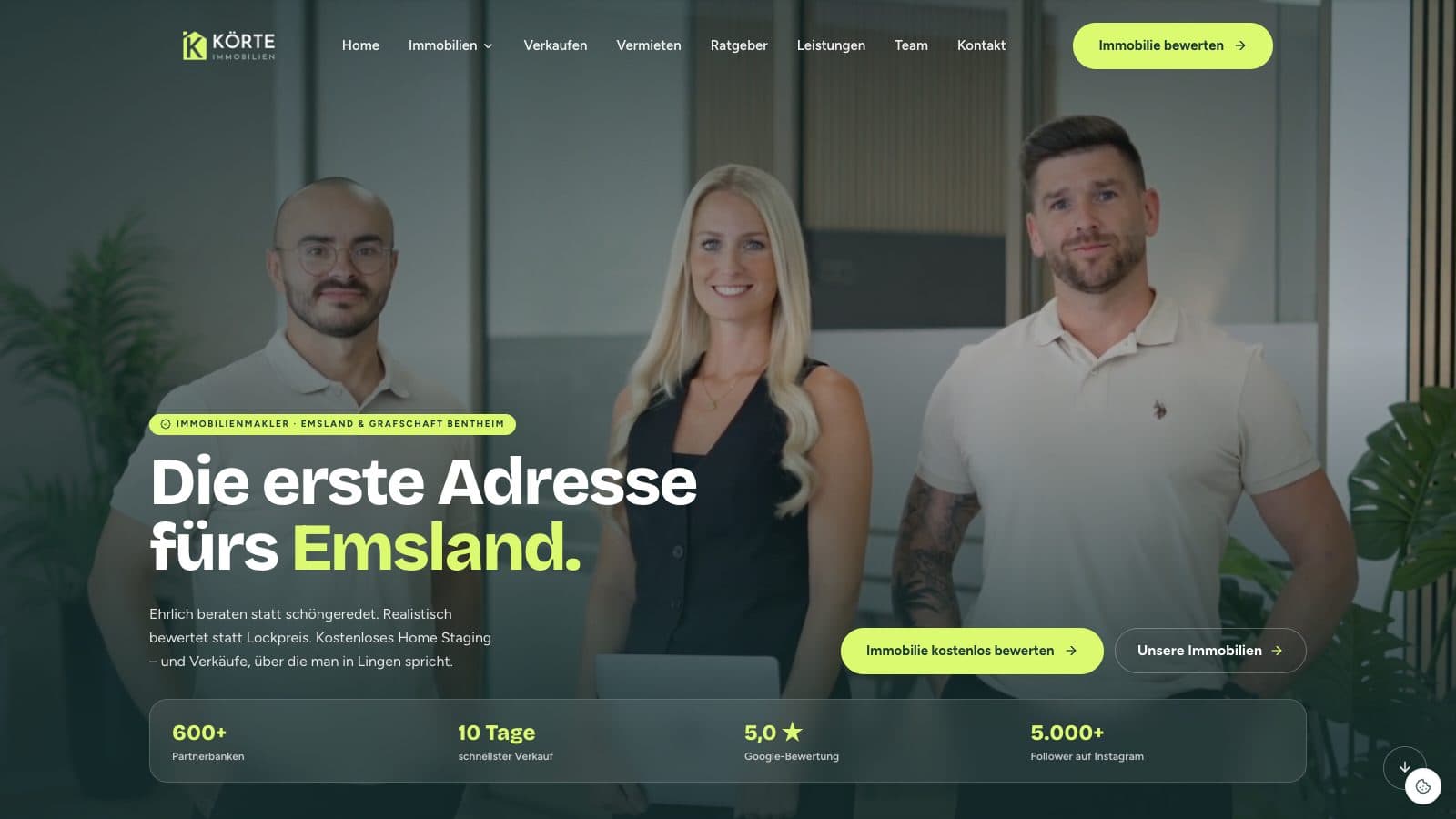 Website von Körte Immobilien, gebaut von OMS Partner