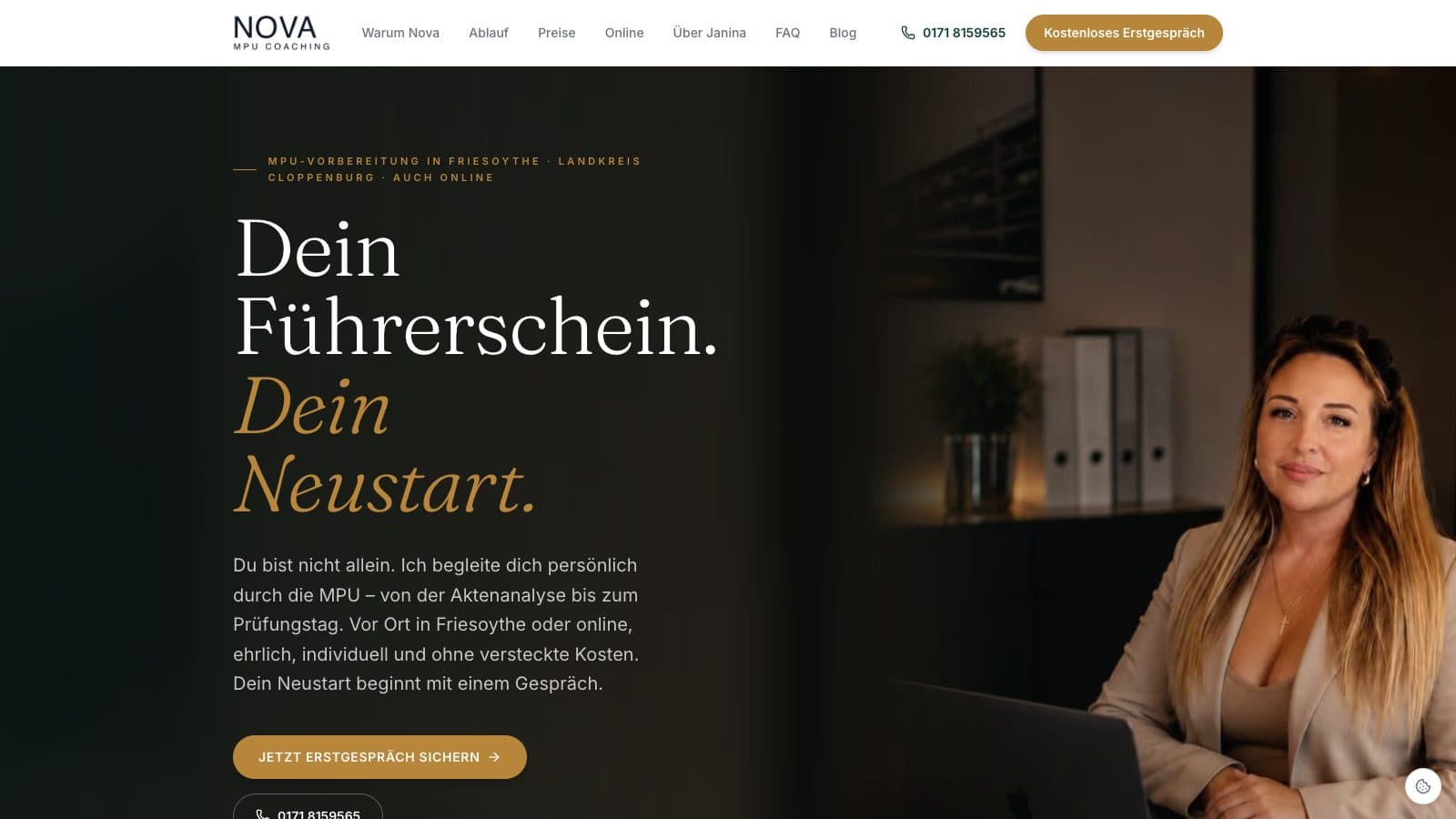 Website von Nova MPU Coaching, gebaut von OMS Partner