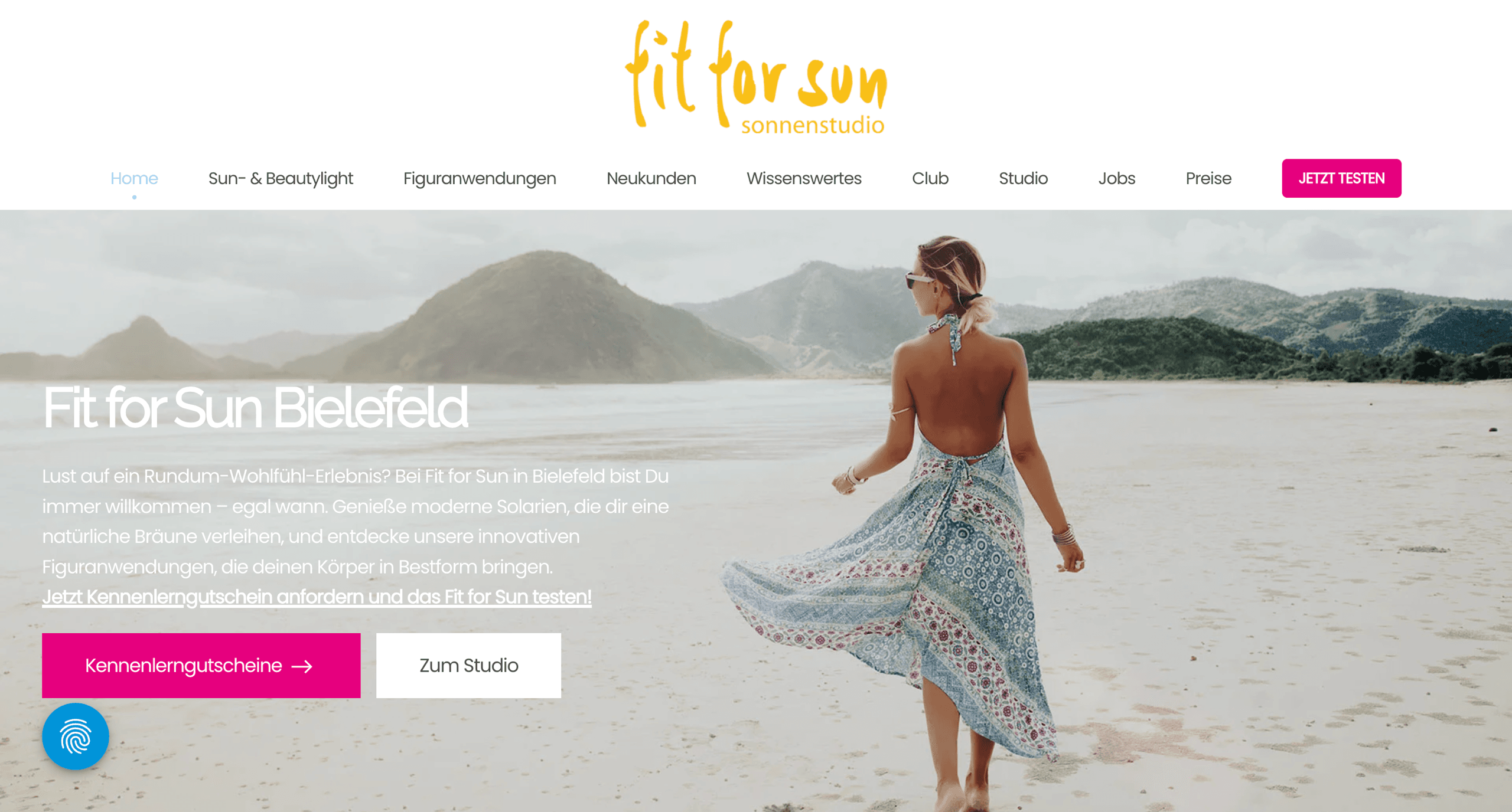 Screenshot der neuen Website von Fit For Sun Sonnenstudio