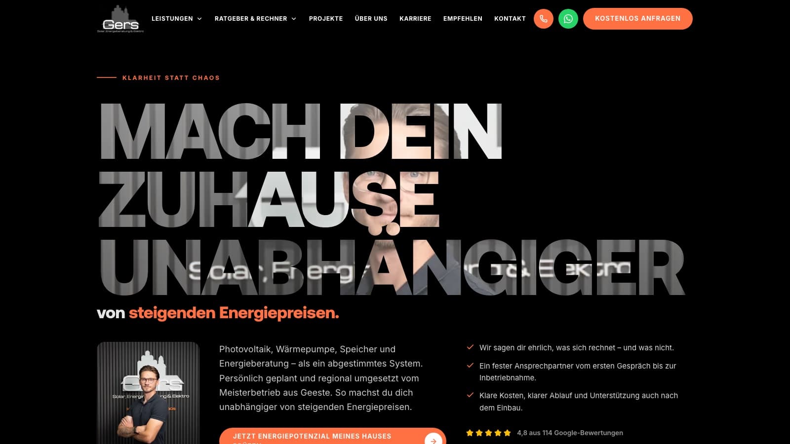Screenshot der neuen Website von Gers