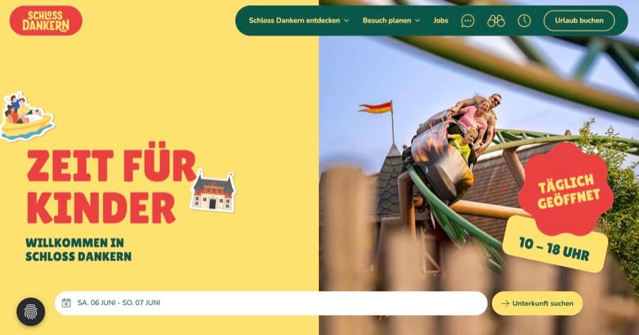 Screenshot der neuen Website von Schloss Dankern