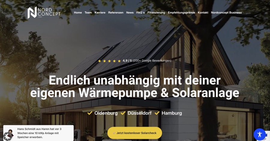 Screenshot der neuen Website von Nordconcept
