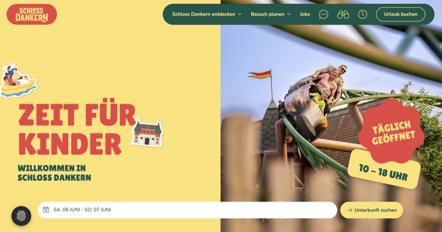 Screenshot der neuen Website von Schloss Dankern